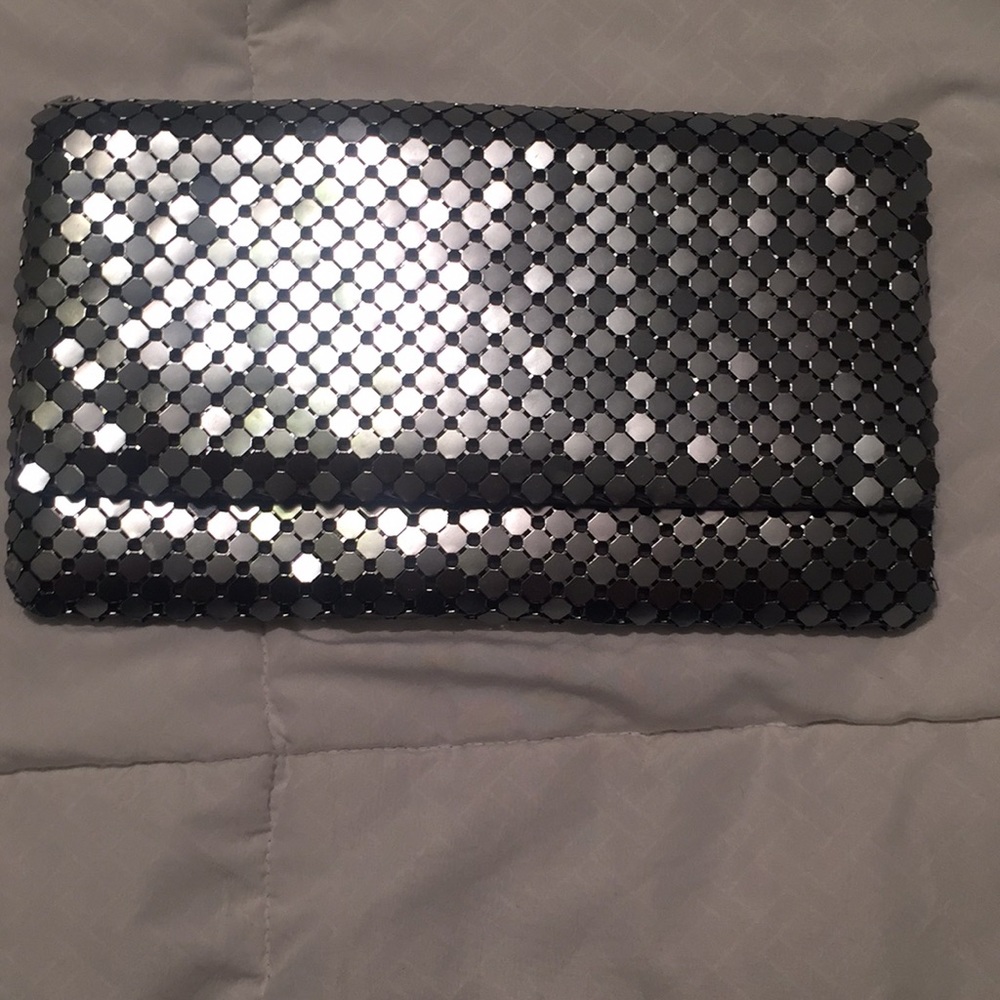 Silver clutch/ with chain strap